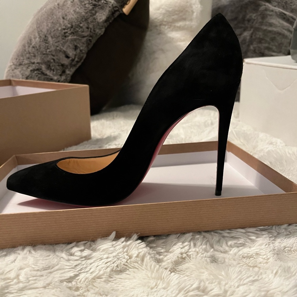 Christian Louboutin black suede size 40.5, 100 mm heels